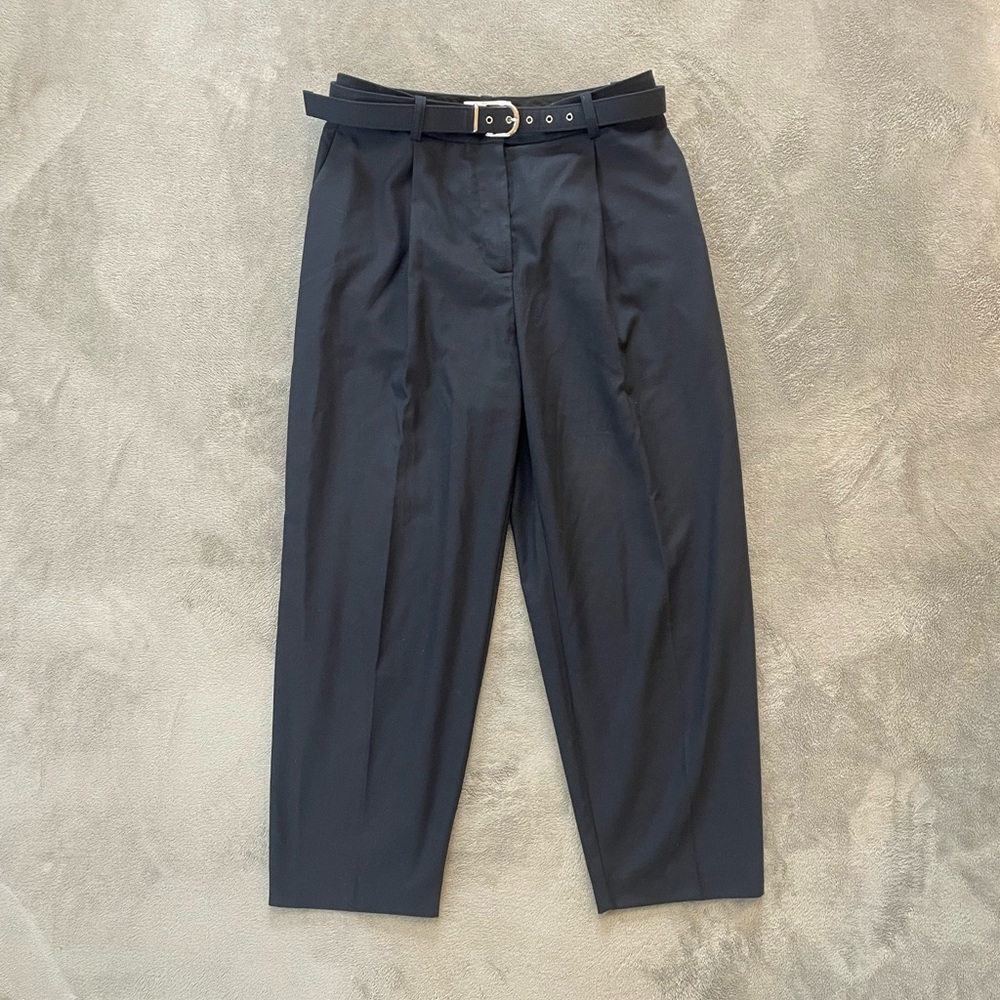 Reiss Freja Pleated High Waisted Belted Trousers Size 8 Classic Old Money